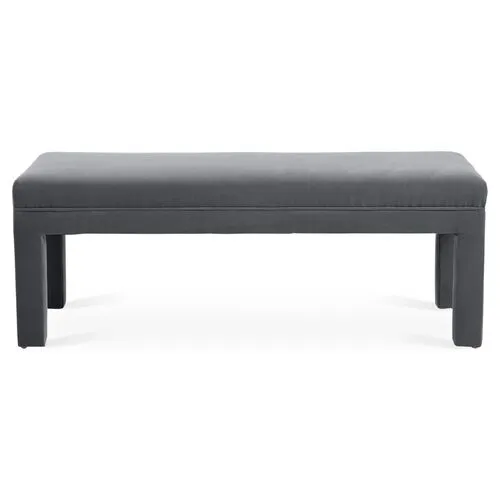 Brittany Bench - Velvet - Kim Salmela - Handcrafted - Gray