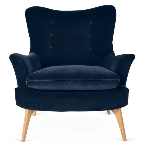 Sonja Accent Chair - Velvet - Kim Salmela - Handcrafted - Blue, Comfortable, Durable