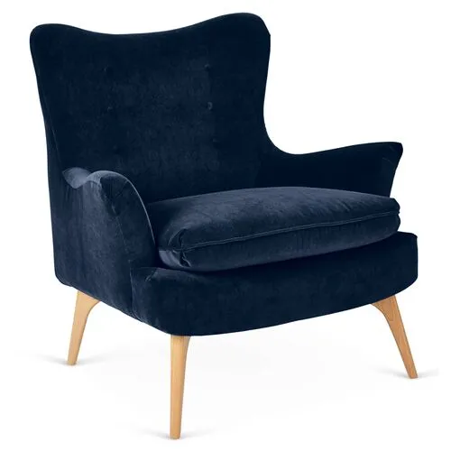 Sonja Accent Chair - Velvet - Kim Salmela - Handcrafted - Blue, Comfortable, Durable