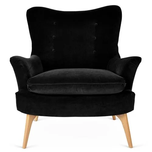 Sonja Accent Chair - Velvet - Kim Salmela - Handcrafted - Black, Comfortable, Durable