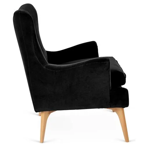 Sonja Accent Chair - Velvet - Kim Salmela - Handcrafted - Black, Comfortable, Durable