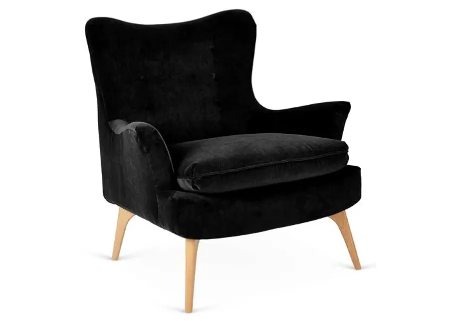 Sonja Accent Chair - Velvet - Kim Salmela - Handcrafted - Black, Comfortable, Durable