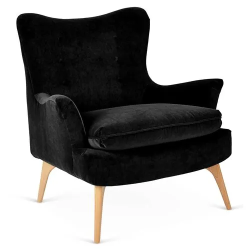 Sonja Accent Chair - Velvet - Kim Salmela - Handcrafted - Black, Comfortable, Durable