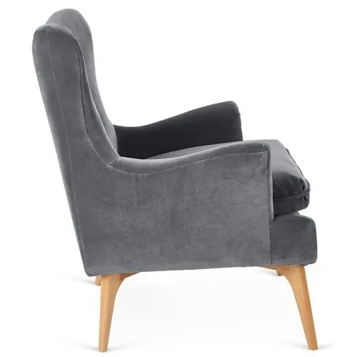 Sonja Accent Chair - Velvet - Kim Salmela - Handcrafted - Gray, Comfortable, Durable