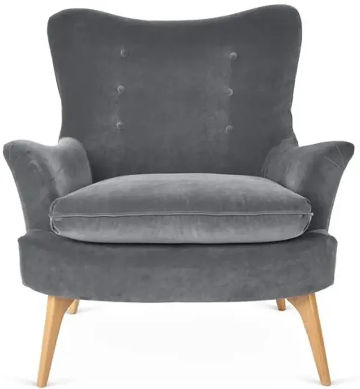 Sonja Accent Chair - Velvet - Kim Salmela - Handcrafted - Gray, Comfortable, Durable