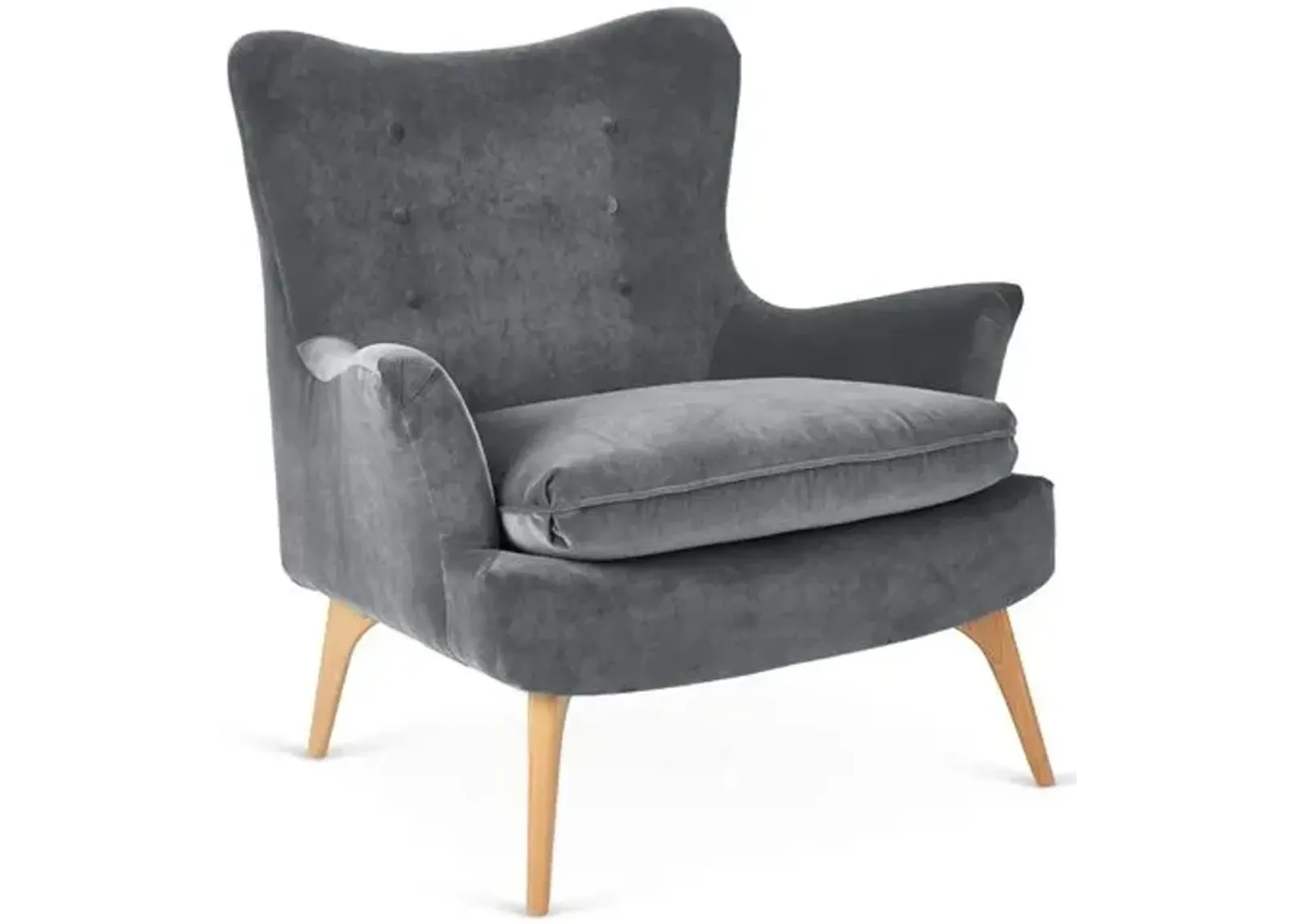 Sonja Accent Chair - Velvet - Kim Salmela - Handcrafted - Gray, Comfortable, Durable