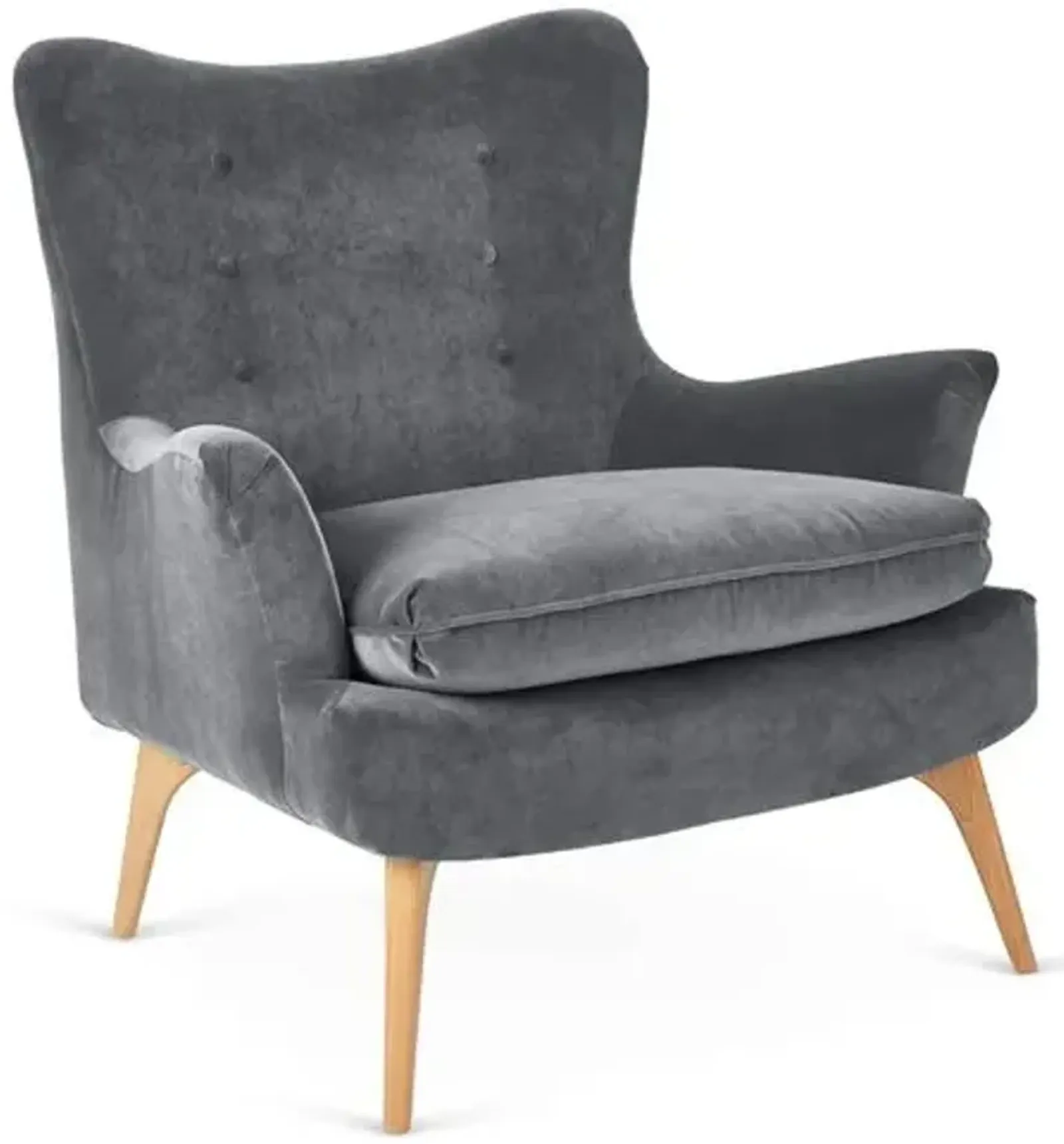 Sonja Accent Chair - Velvet - Kim Salmela - Handcrafted - Gray, Comfortable, Durable