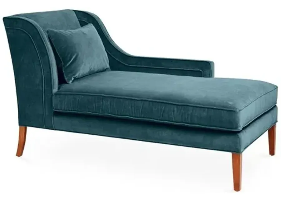 Roslin Right-Facing Chaise - Teal Velvet - Blue - Comfortable, Sturdy, Stylish