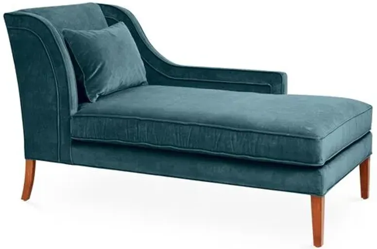 Roslin Right-Facing Chaise - Teal Velvet - Blue - Comfortable, Sturdy, Stylish