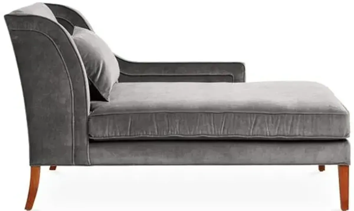 Roslin Right-Facing Chaise - Light Gray Velvet - Comfortable, Sturdy, Stylish