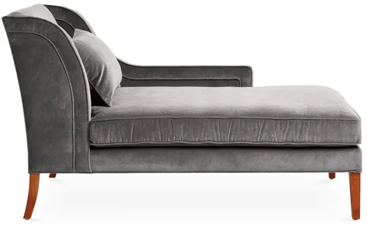 Roslin Right-Facing Chaise, Light Gray Velvet
