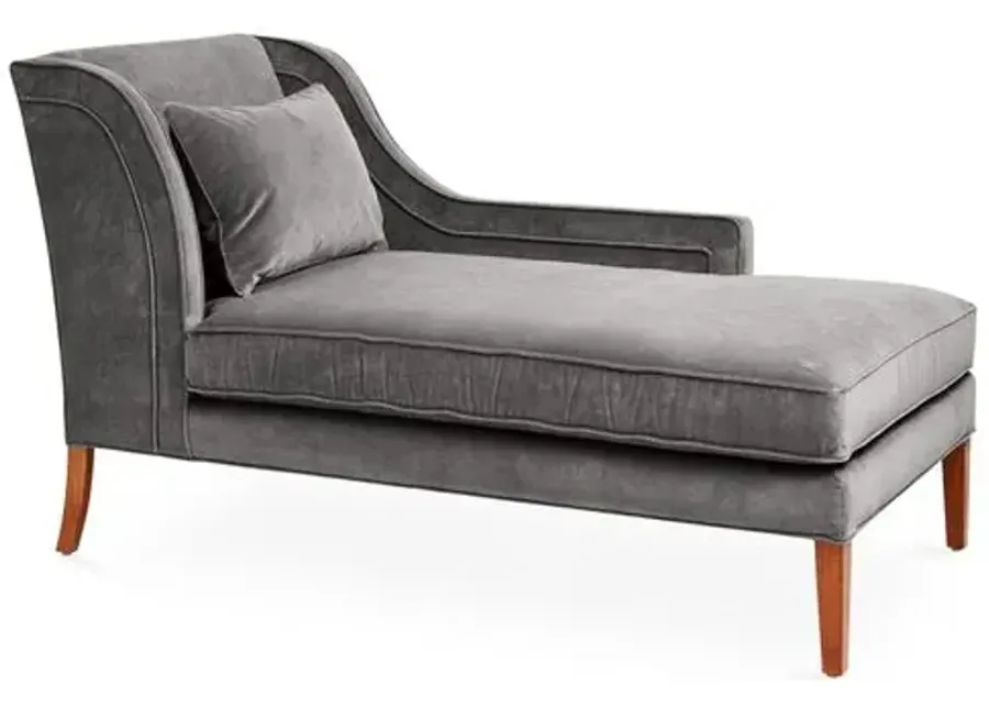 Roslin Right-Facing Chaise - Light Gray Velvet - Comfortable, Sturdy, Stylish