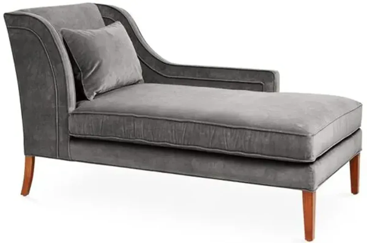 Roslin Right-Facing Chaise - Light Gray Velvet - Comfortable, Sturdy, Stylish