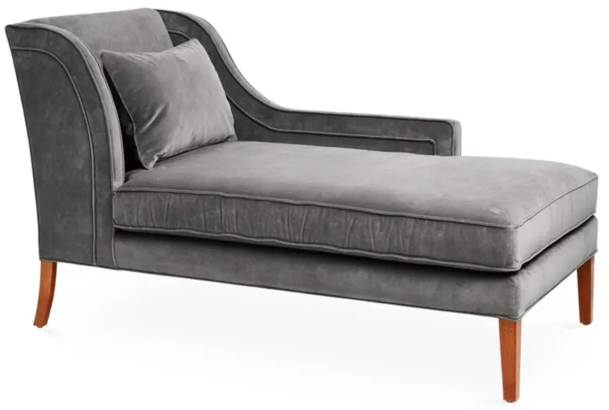 Roslin Right-Facing Chaise, Light Gray Velvet