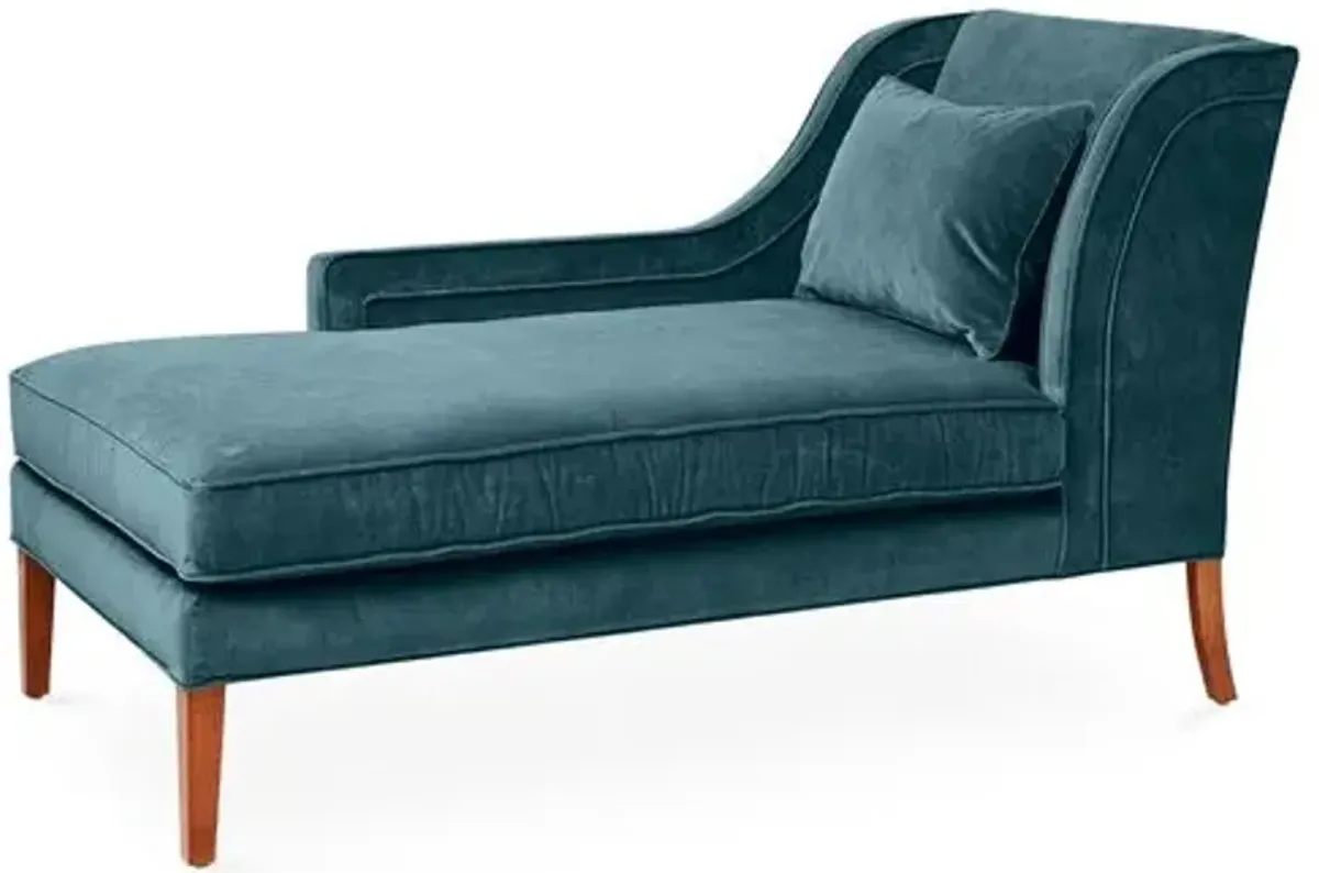 Roslin Left-Facing Chaise - Teal Velvet - Blue - Comfortable, Sturdy, Stylish