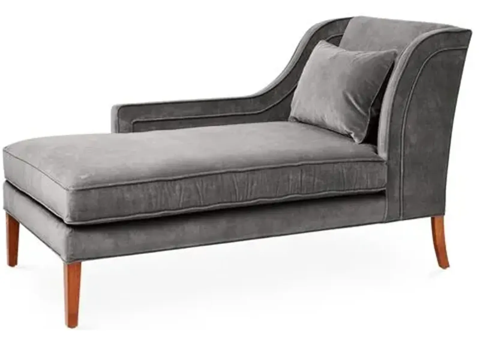 Roslin Left-Facing Chaise - Light Gray Velvet - Comfortable, Sturdy, Stylish