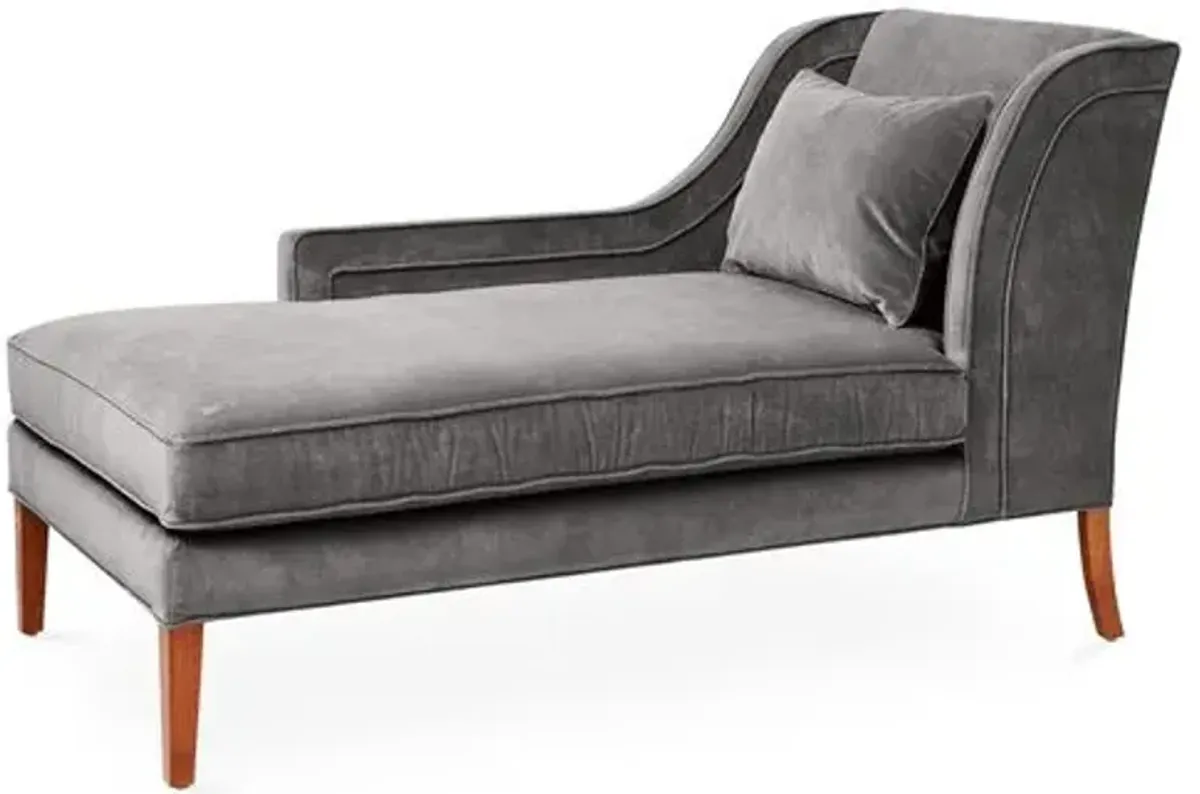 Roslin Left-Facing Chaise - Light Gray Velvet - Comfortable, Sturdy, Stylish