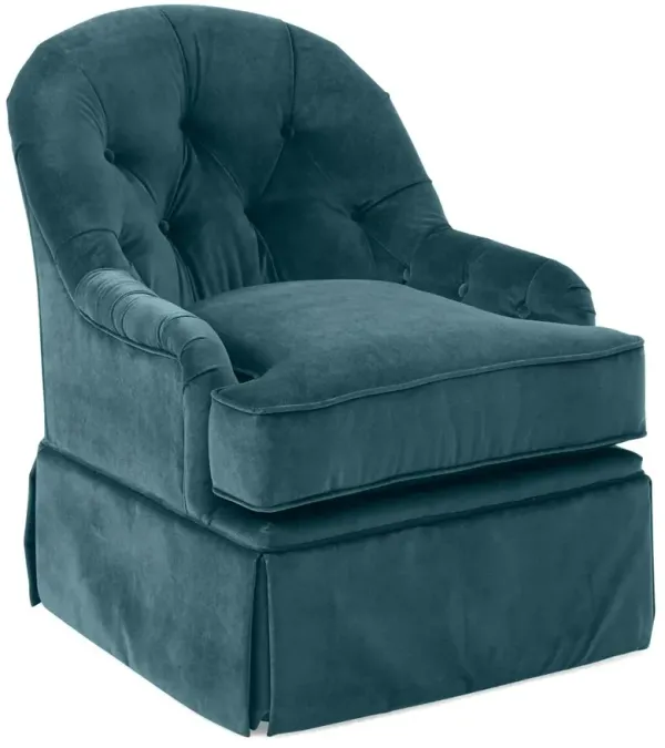 Marlowe Swivel Club Chair, Teal Velvet