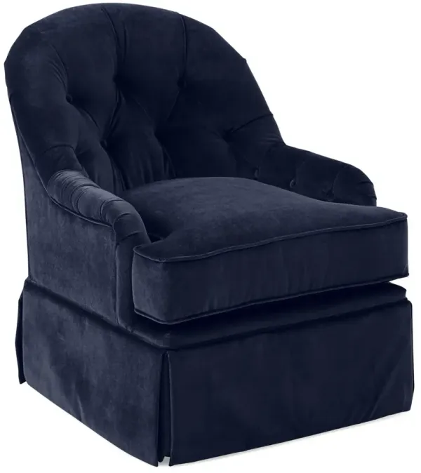 Marlowe Swivel Club Chair, Navy Velvet