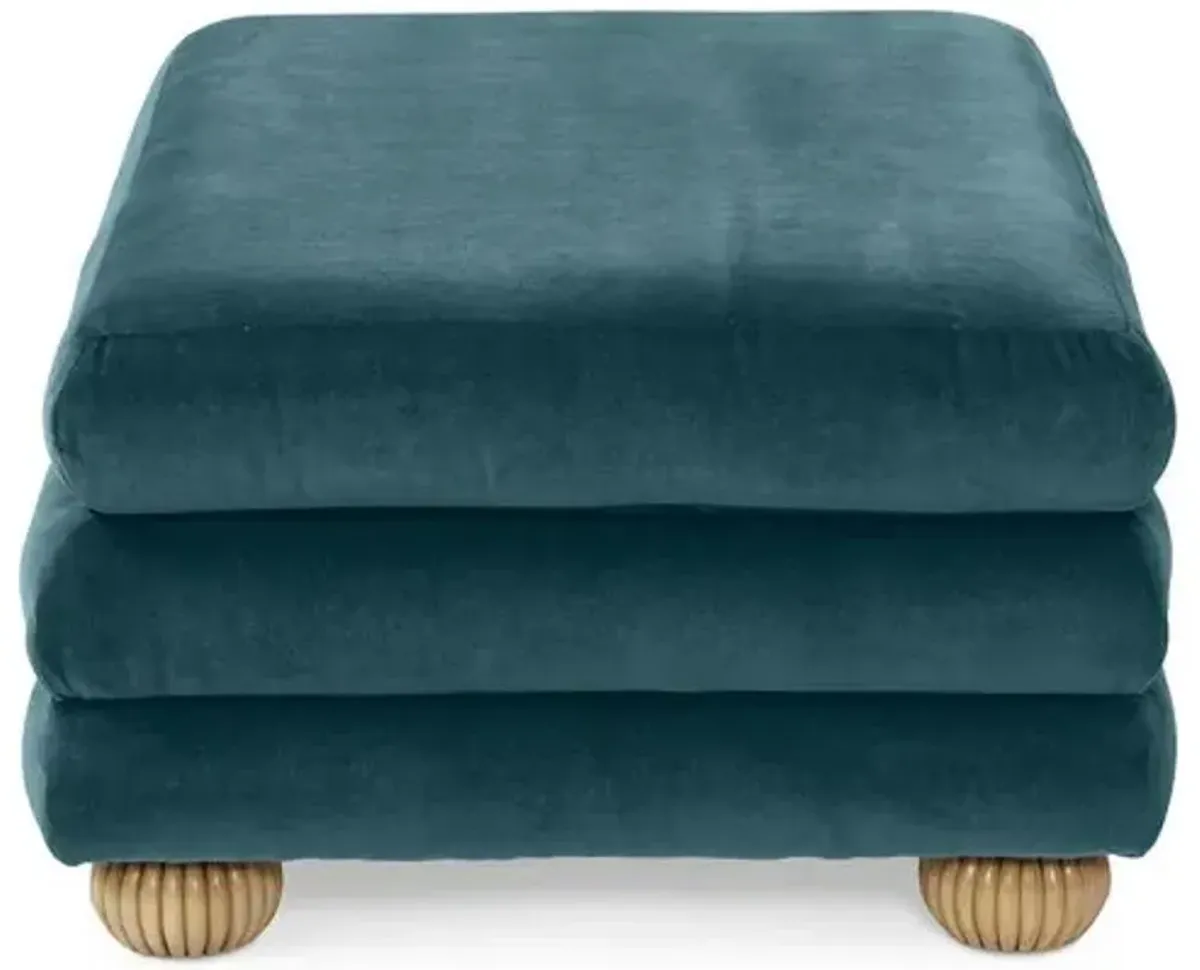 Millbrae Ottoman - Teal Velvet