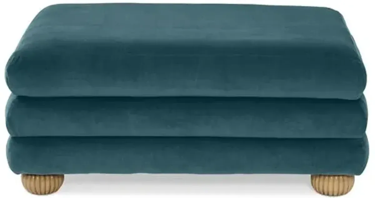 Millbrae Ottoman - Teal Velvet