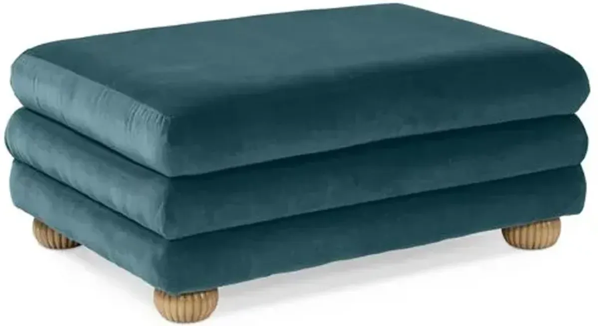 Millbrae Ottoman - Teal Velvet