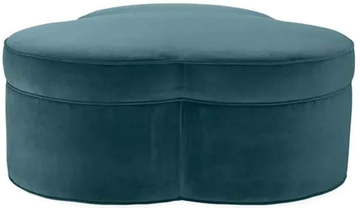 Portsmouth Upholstered Ottoman - Teal Velvet - Blue