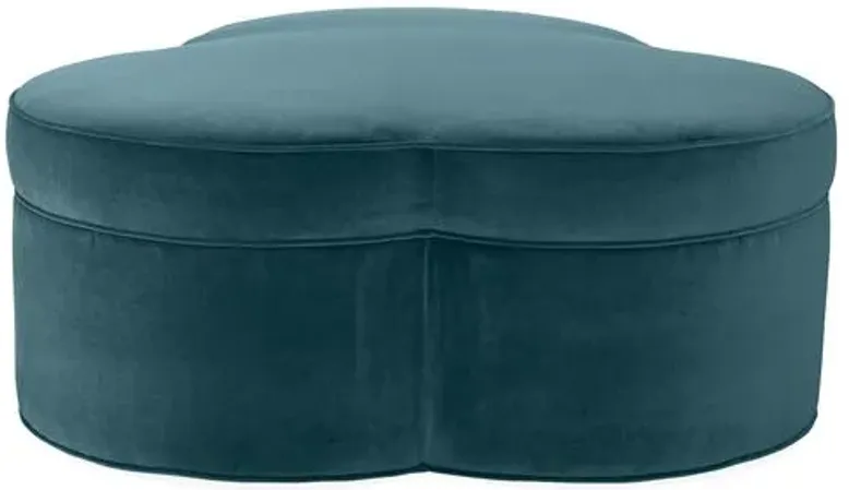 Portsmouth Upholstered Ottoman - Teal Velvet - Blue