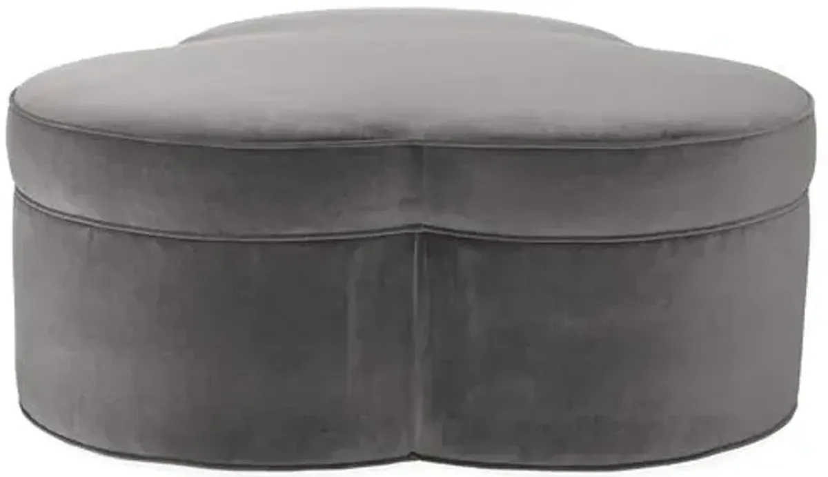 Portsmouth Upholstered Ottoman - Light Gray Velvet