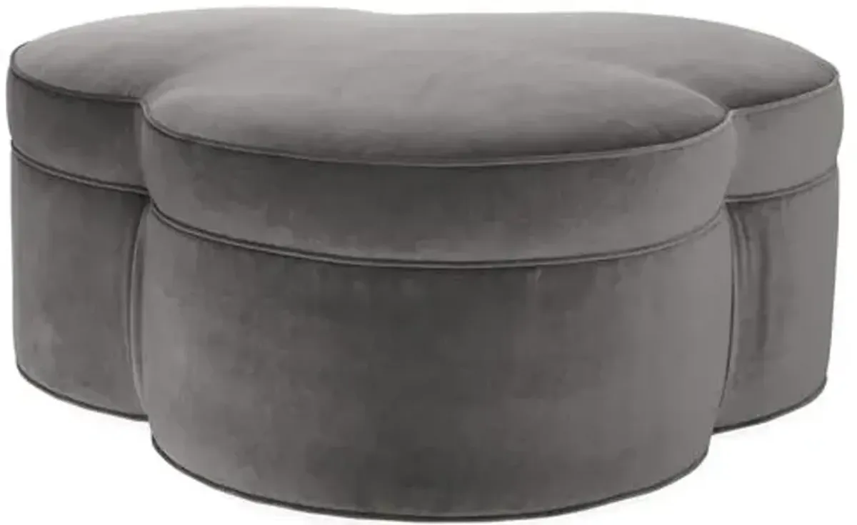 Portsmouth Upholstered Ottoman - Light Gray Velvet