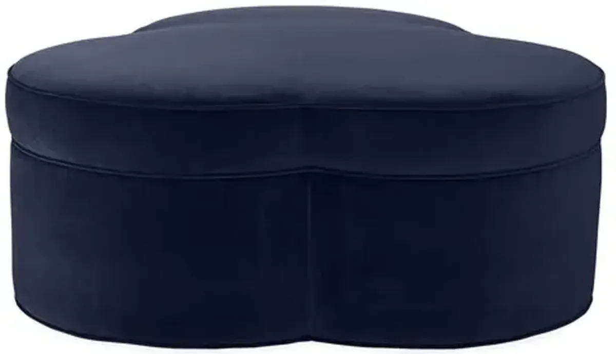 Portsmouth Upholstered Ottoman - Navy Velvet - Blue