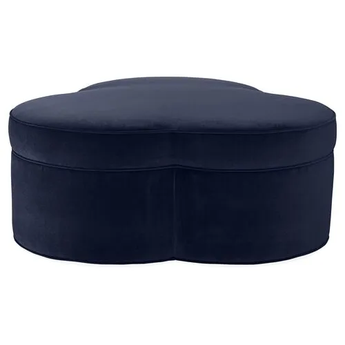 Portsmouth Upholstered Ottoman - Navy Velvet - Blue