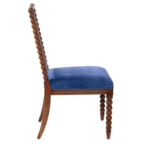 Barton Spindle Side Chair - Cobalt Velvet - Blue