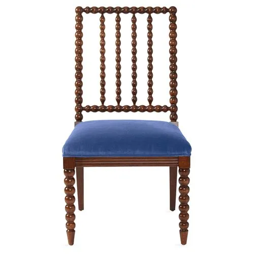 Barton Spindle Side Chair - Cobalt Velvet - Blue