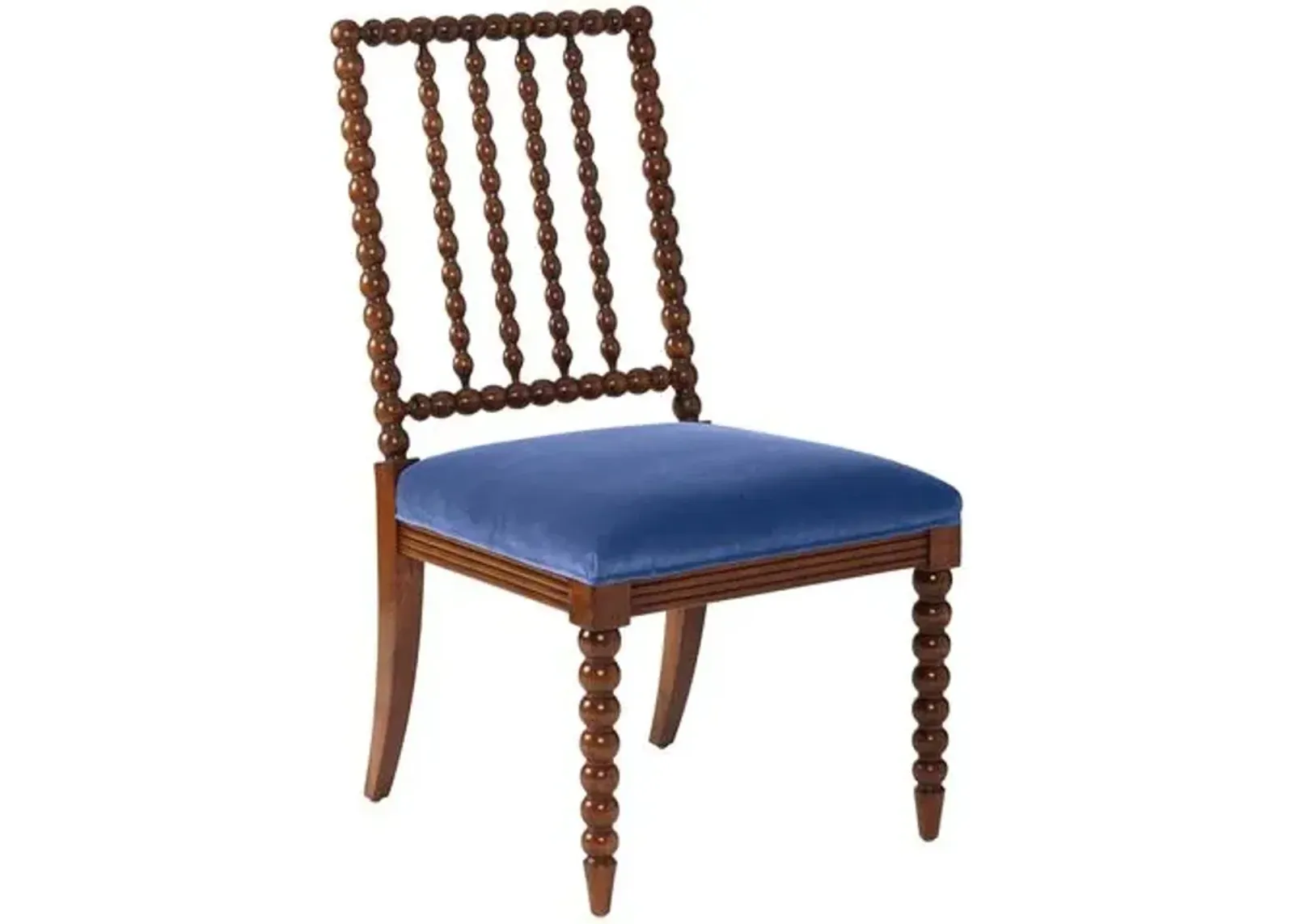 Barton Spindle Side Chair - Cobalt Velvet - Blue