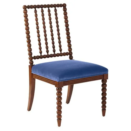 Barton Spindle Side Chair - Cobalt Velvet - Blue