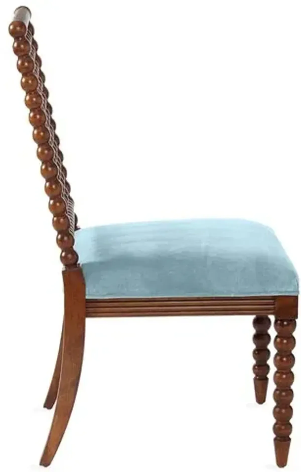 Barton Spindle Side Chair - Sky Blue Velvet