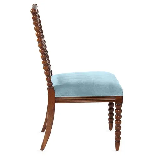 Barton Spindle Side Chair - Sky Blue Velvet