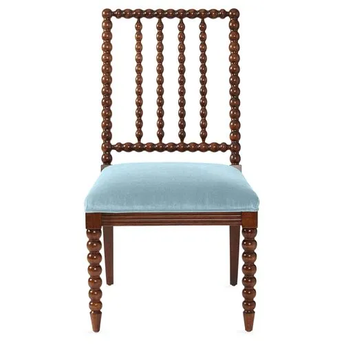 Barton Spindle Side Chair - Sky Blue Velvet