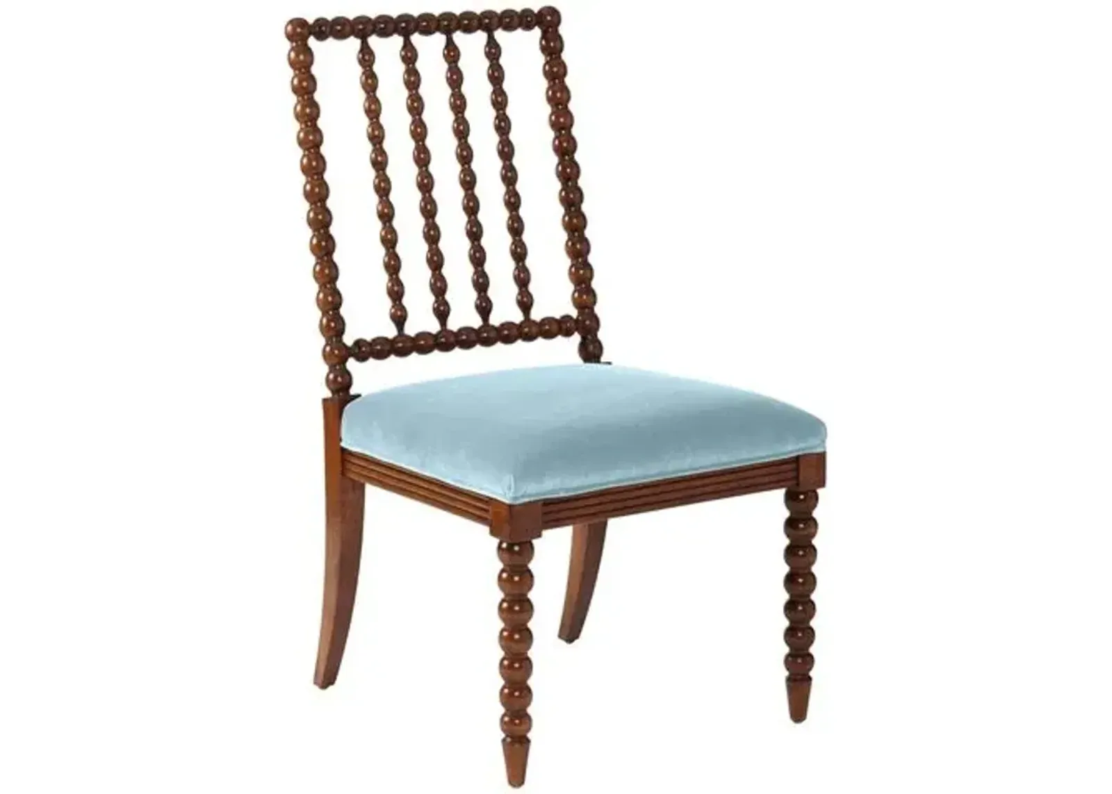 Barton Spindle Side Chair - Sky Blue Velvet