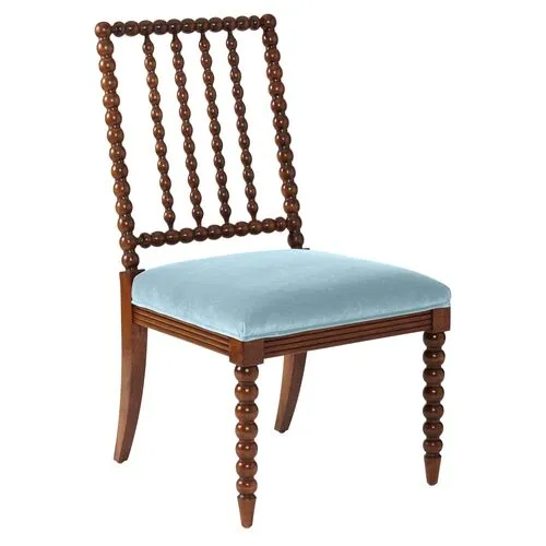 Barton Spindle Side Chair - Sky Blue Velvet