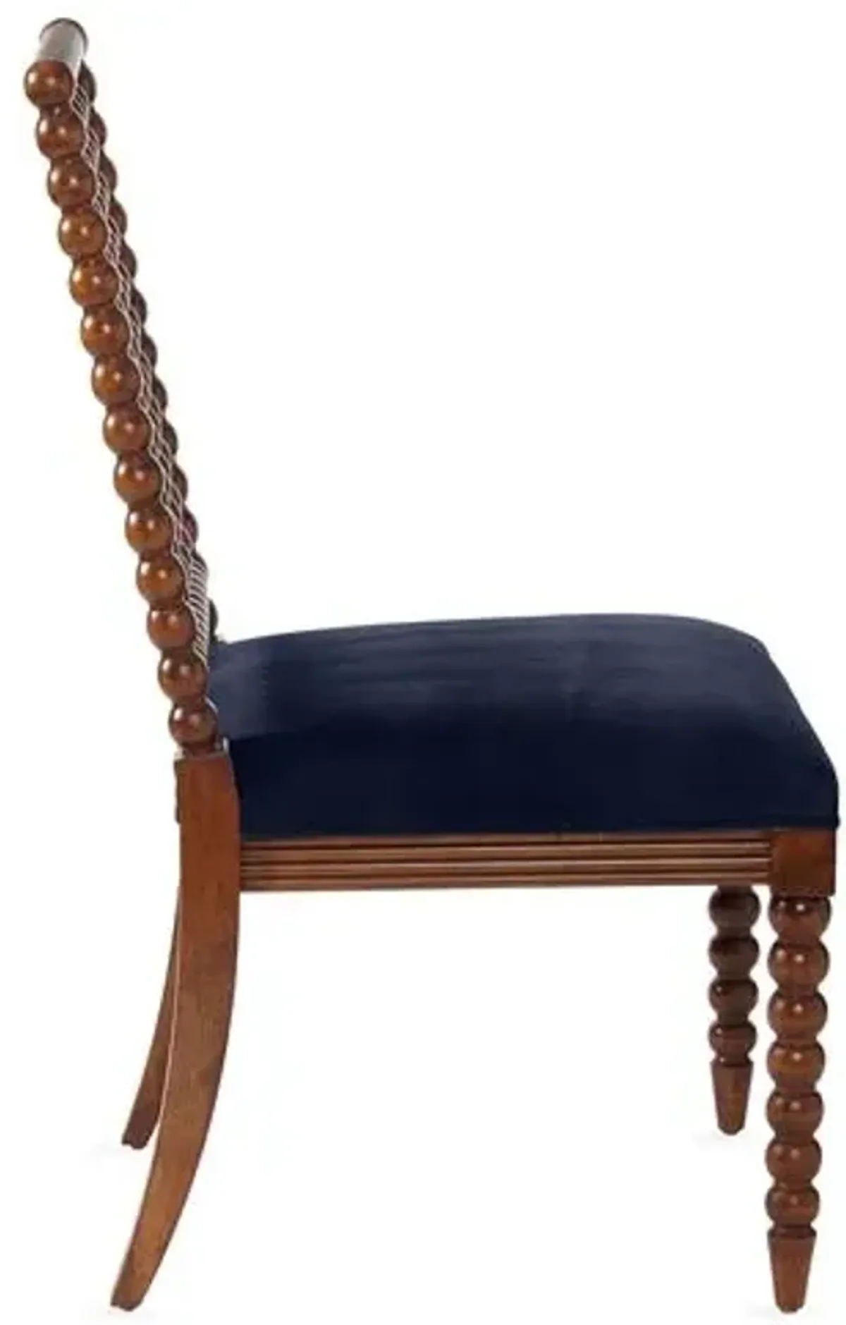 Barton Spindle Side Chair - Navy Velvet - Blue