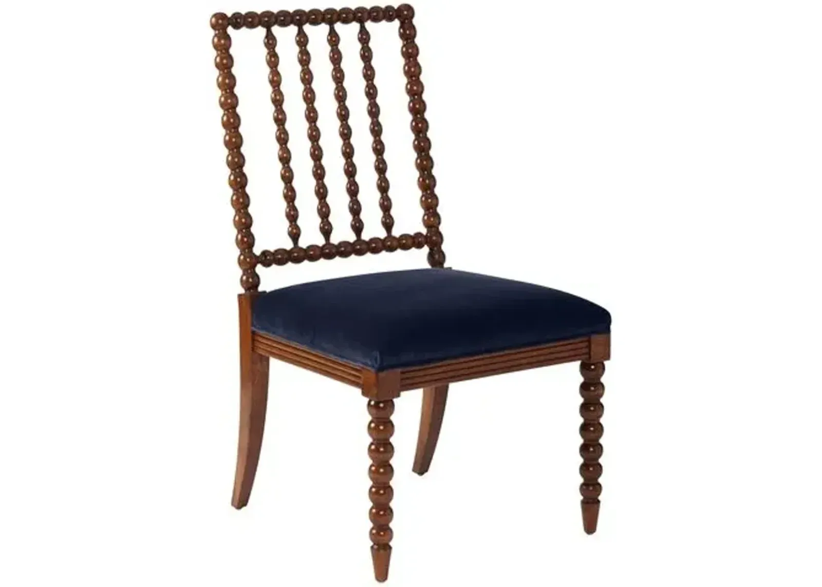 Barton Spindle Side Chair - Navy Velvet - Blue