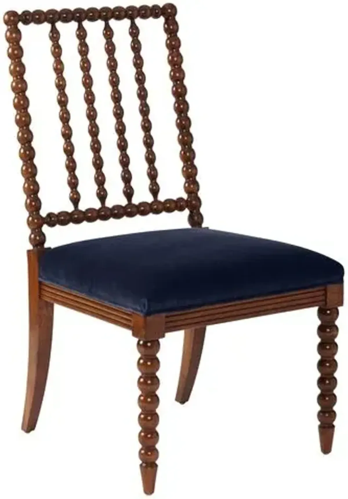 Barton Spindle Side Chair - Navy Velvet - Blue