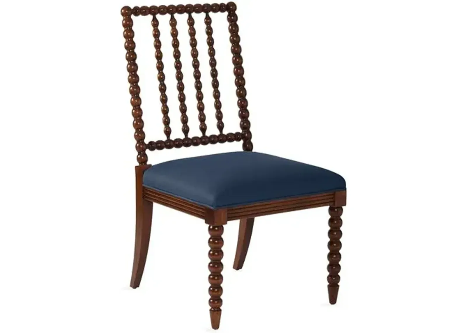 Barton Spindle Side Chair - Chestnut/Navy Linen - Blue