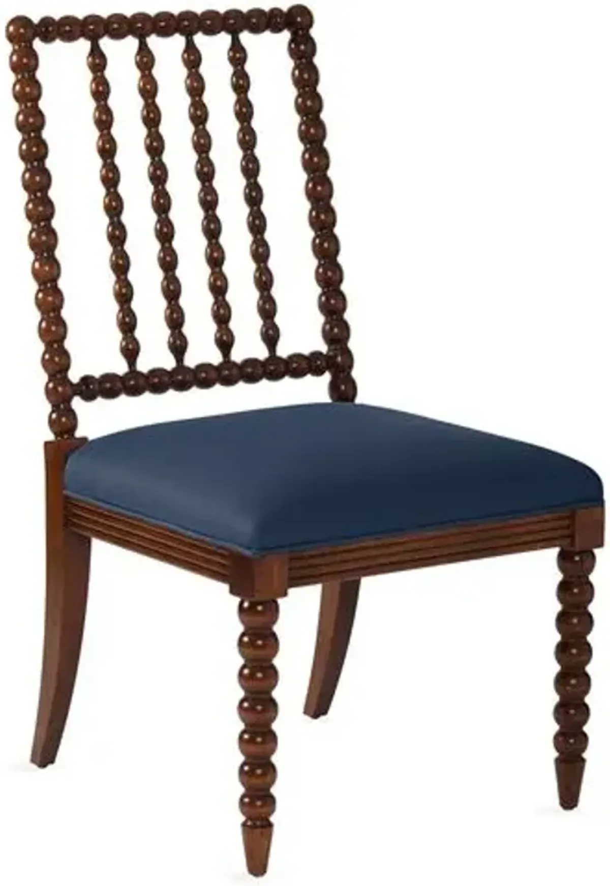 Barton Spindle Side Chair - Chestnut/Navy Linen - Blue