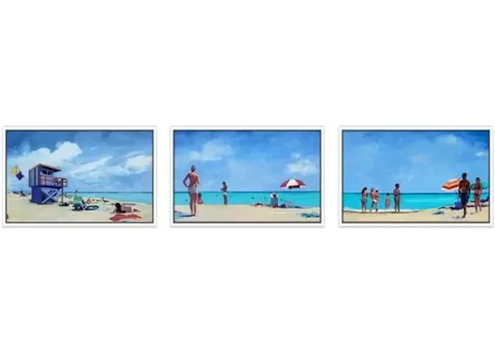 Painting - T.S. Harris - Beach Day Triptych - Blue