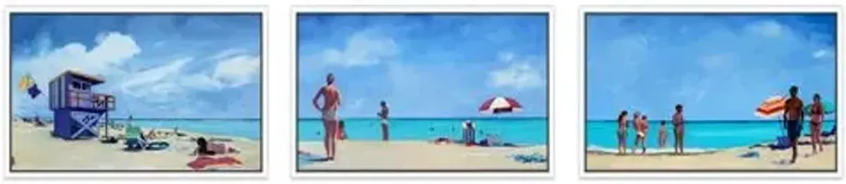 Painting - T.S. Harris - Beach Day Triptych - Blue