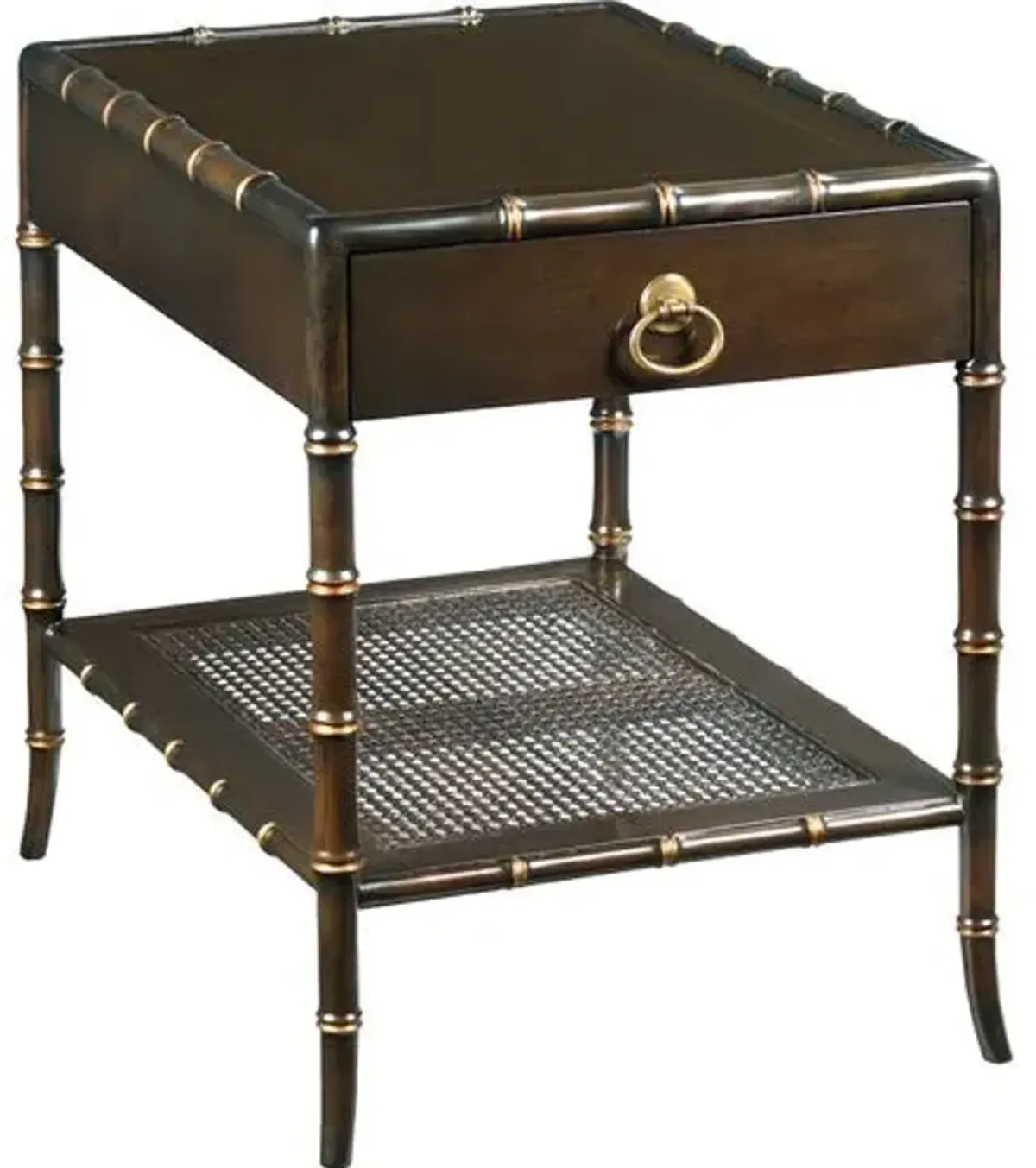 Harlow Faux Bamboo Side Table - Blackened Stain - Brown