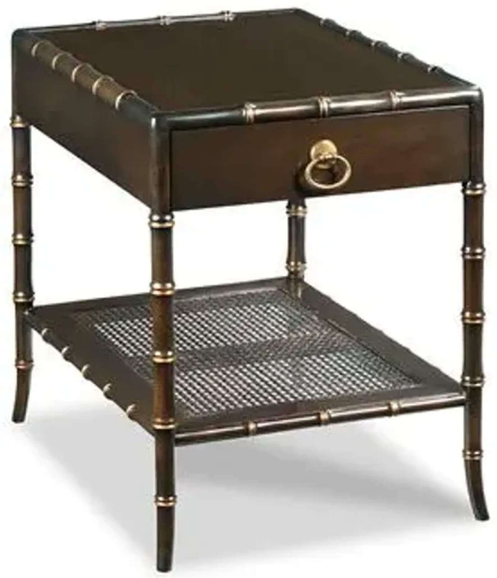 Harlow Faux Bamboo Side Table - Blackened Stain - Brown